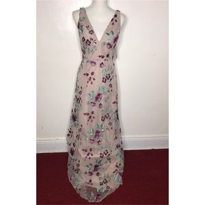 tatum floral embroidered tulle evening dress